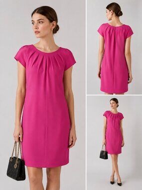 Vintage Christian Dior Paris Pink Silk Wool Shift Dress IT 40 US 4 Made in Italy